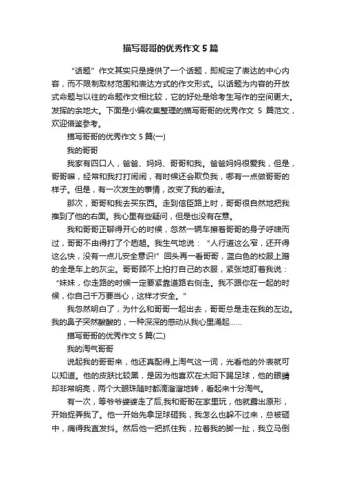 描写哥哥的优秀作文5篇