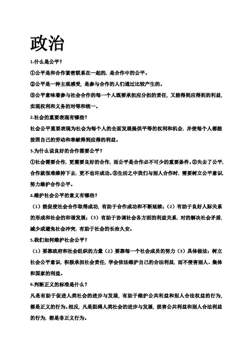 2023年山东版九年级思想品德知识点归纳