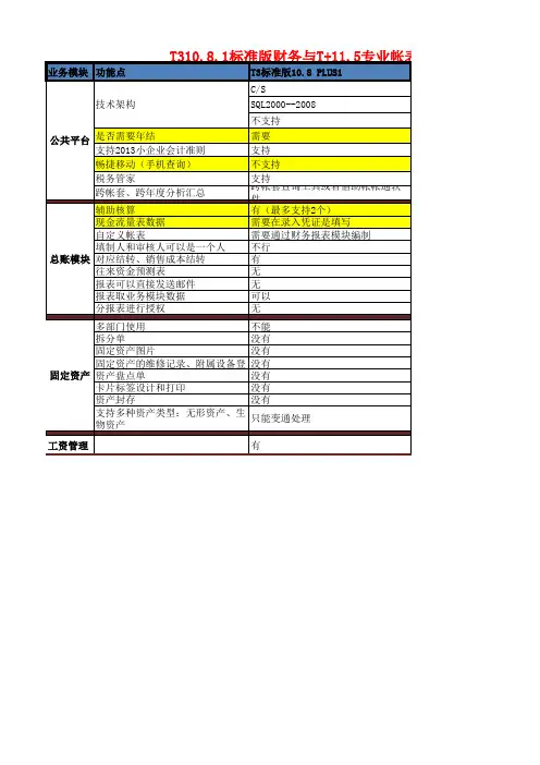 T3与T+财务的区别