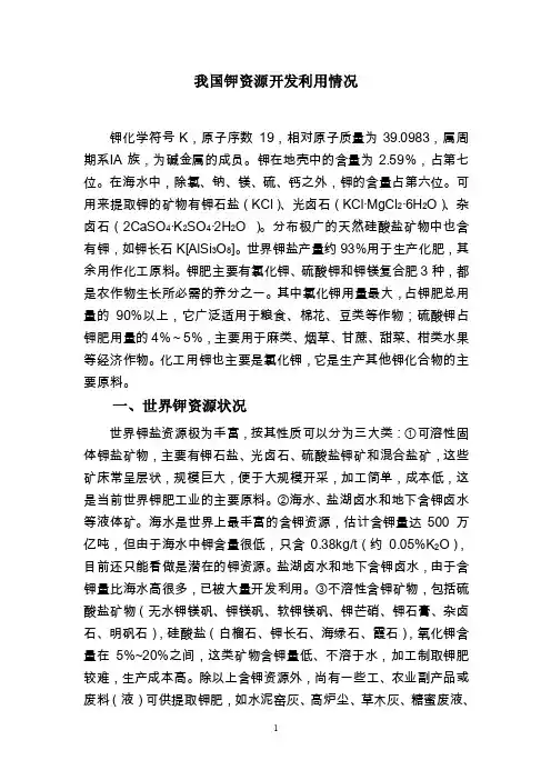 中国钾资源开发利用情况