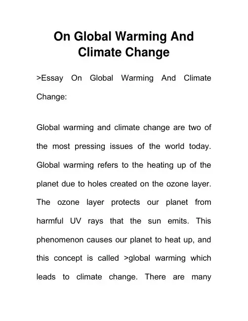 全球变暖与气候变化 Global Warming And Climate Change 英语作文