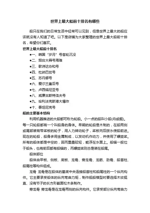 世界上最大船前十排名有哪些
