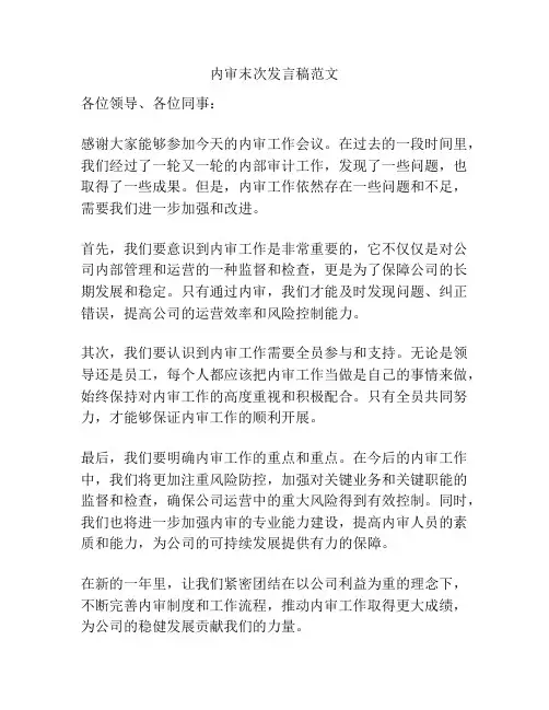 内审末次发言稿范文