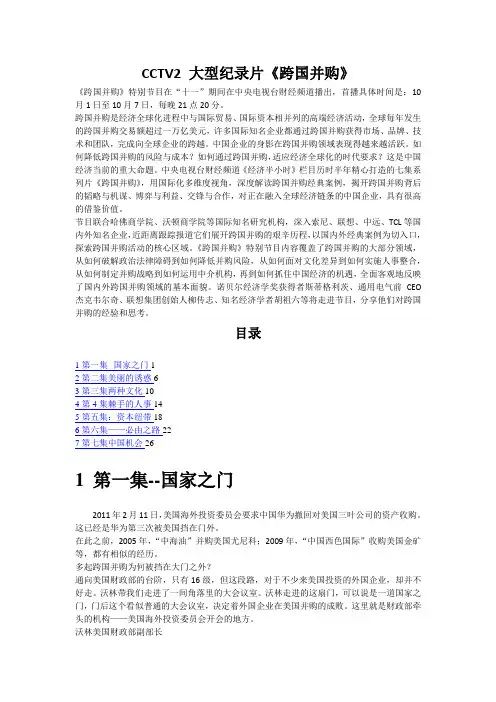 大型纪录片跨国并购