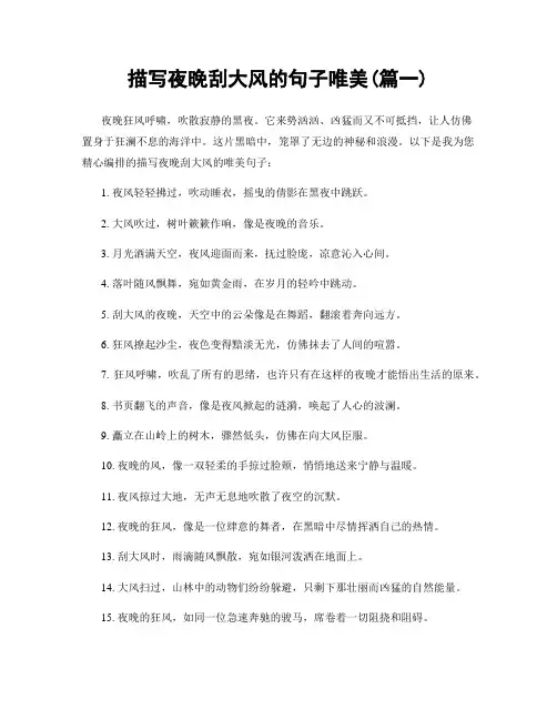 描写夜晚刮大风的句子唯美(精选合集2篇)