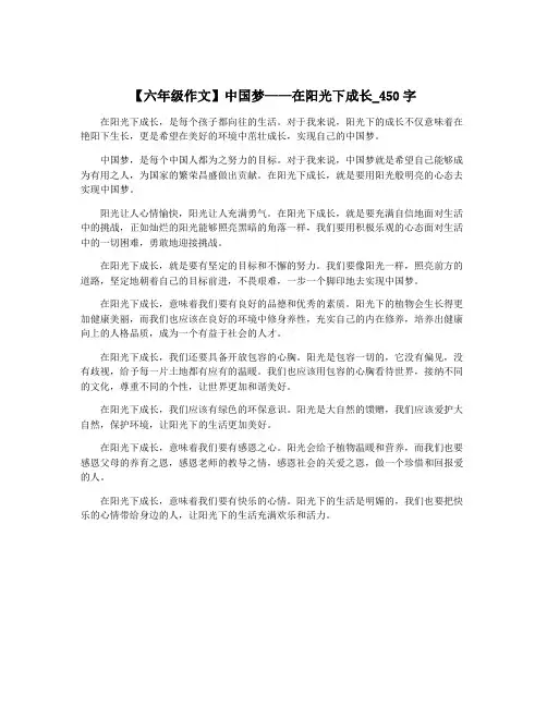 【六年级作文】中国梦——在阳光下成长_450字