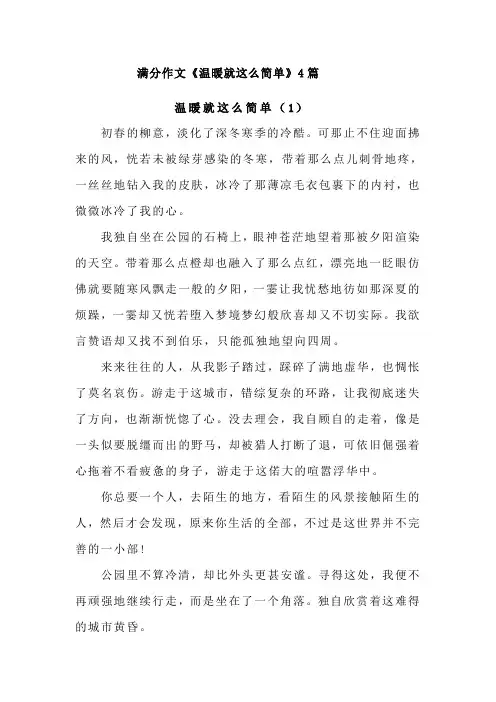 满分作文《温暖就这么简单》4篇