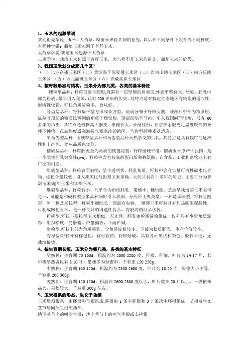 玉米学期末复习题 (1)
