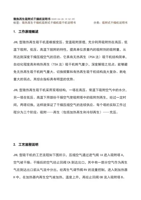 微热再生吸附式干燥机说明书