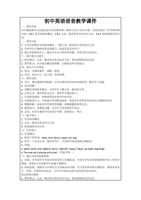 初中英语语音教学课件