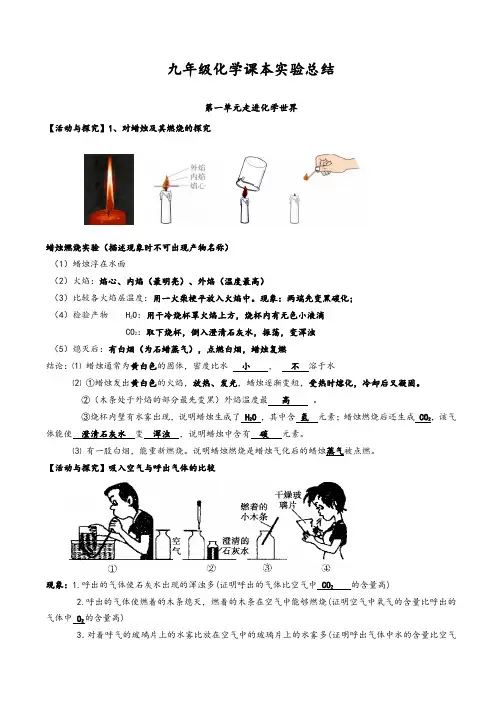 九年级课本化学实验大全