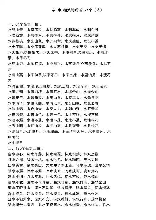 与“水”相关的成语371个（转）