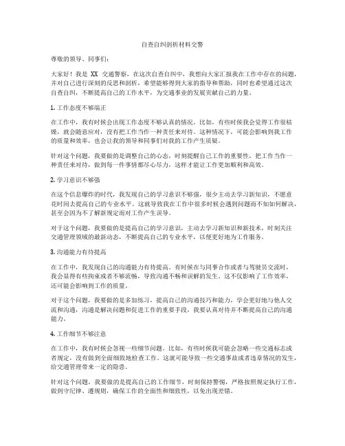 自查自纠剖析材料交警