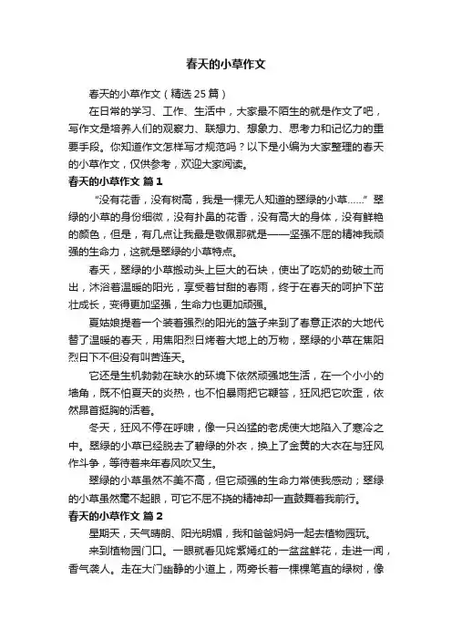 春天的小草作文（精选25篇）