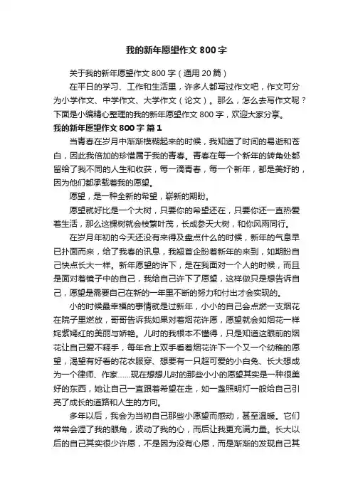 关于我的新年愿望作文800字（通用20篇）
