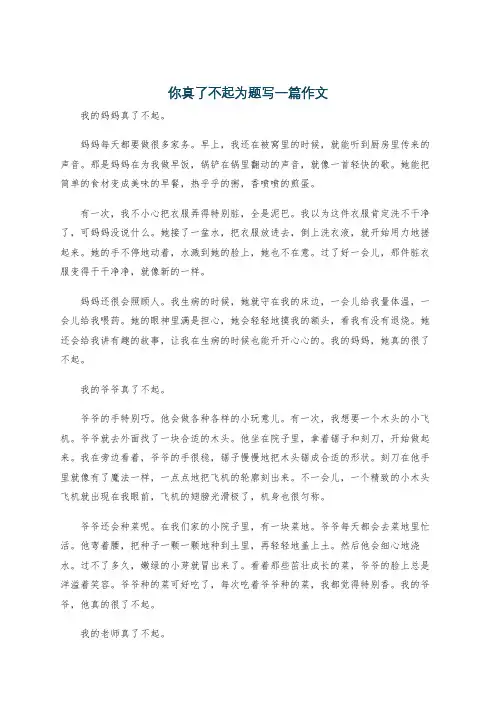 你真了不起为题写一篇作文