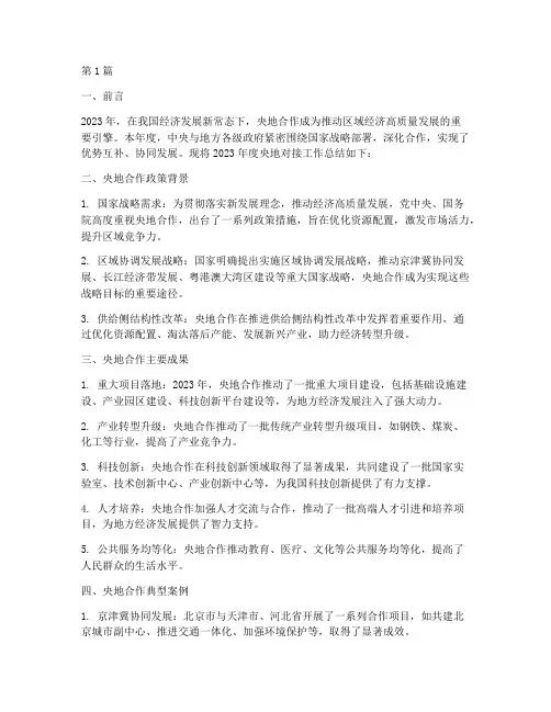 央地对接年度总结(3篇)