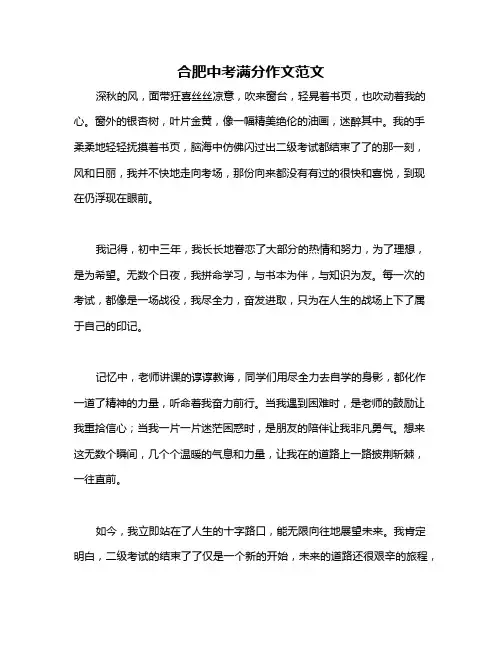 合肥中考满分作文范文