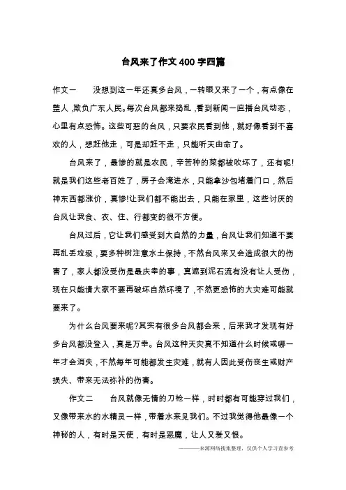 台风来了作文400字四篇