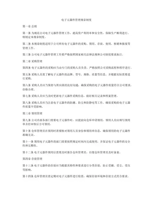 电子元器件管理规章制度