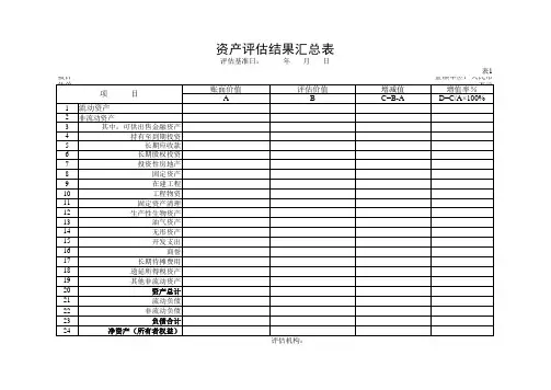 国有资产评估表