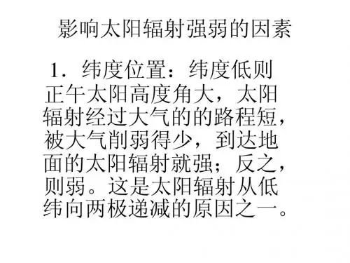 影响太阳辐射强弱的因素
