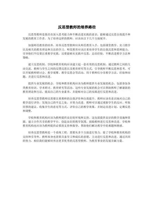 反思型教师的培养路径