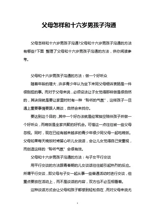 父母怎样和十六岁男孩子沟通