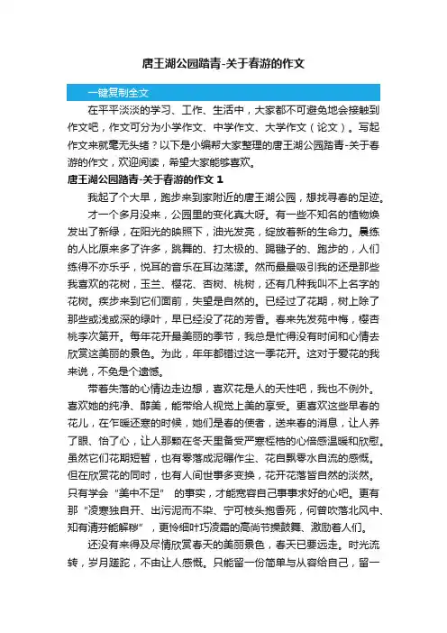唐王湖公园踏青-关于春游的作文