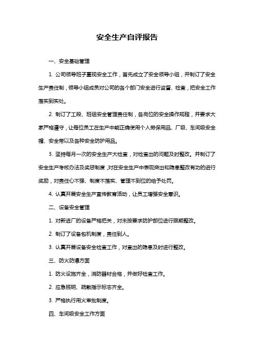 安全生产自评报告
