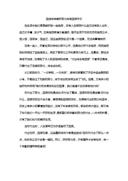 坚持终将美好努力终有回报作文