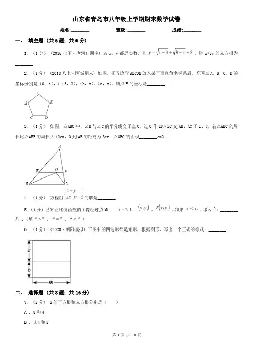 山东省青岛市八年级上学期期末数学试卷