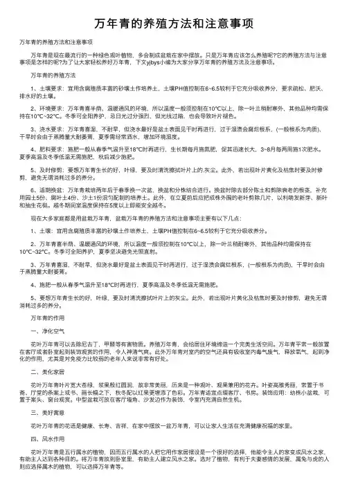 万年青的养殖方法和注意事项