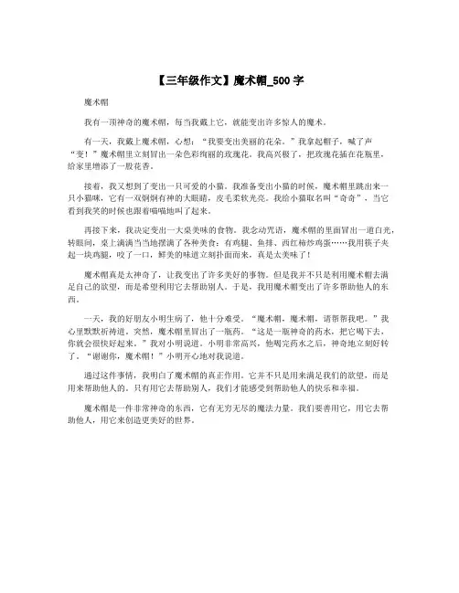 【三年级作文】魔术帽_500字