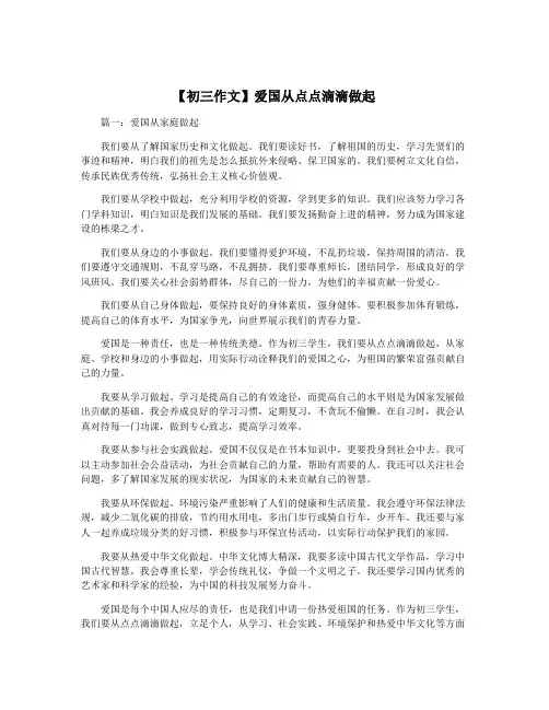 【初三作文】爱国从点点滴滴做起