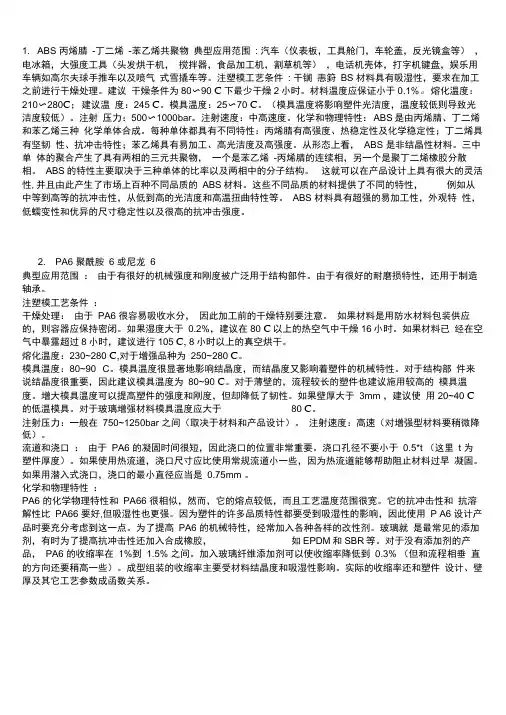 20种常见塑料性能参数