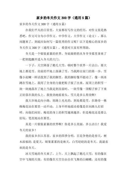家乡的冬天作文300字(通用5篇)