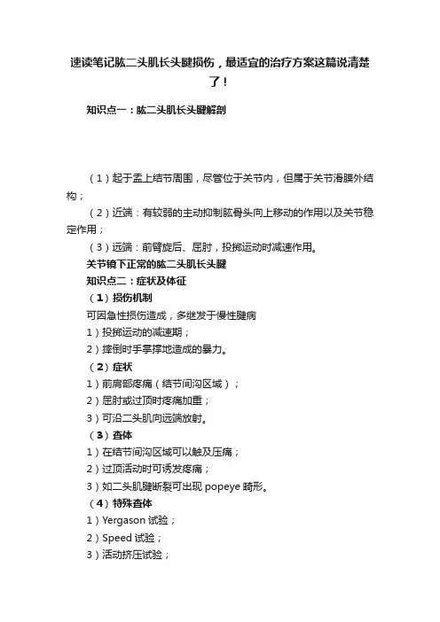 速读笔记肱二头肌长头腱损伤，最适宜的治疗方案这篇说清楚了！