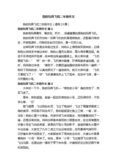 我的玩具飞机二年级作文