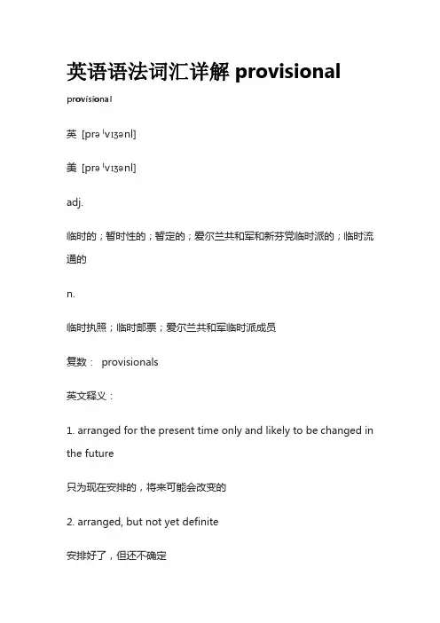 英语语法词汇详解provisional