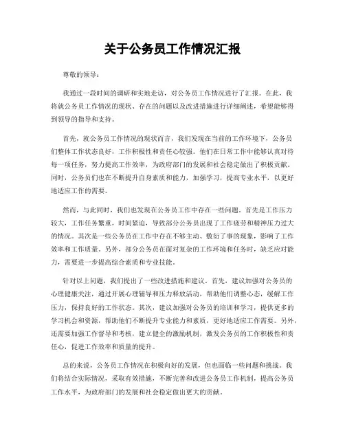 关于公务员工作情况汇报