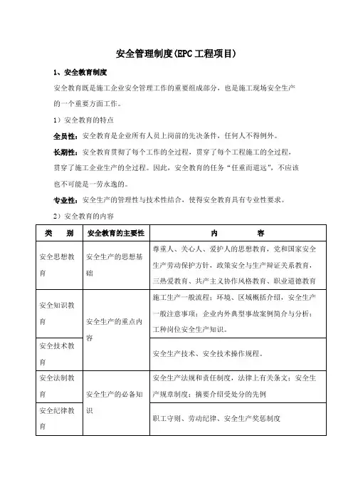 安全管理制度(EPC工程项目)