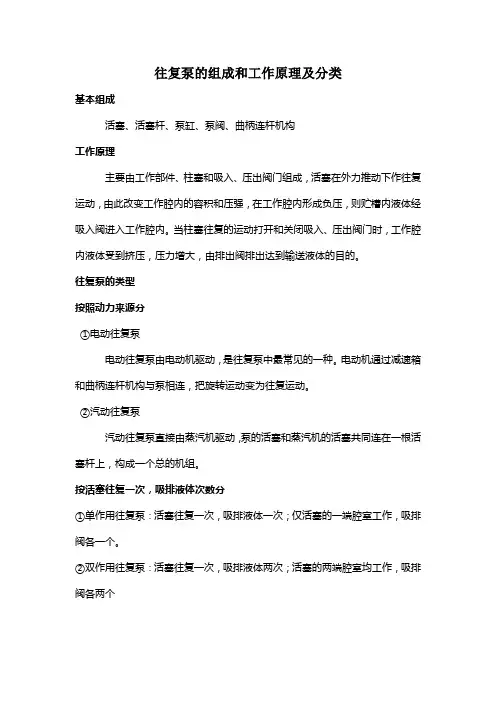 往复泵的组成和工作原理及分类