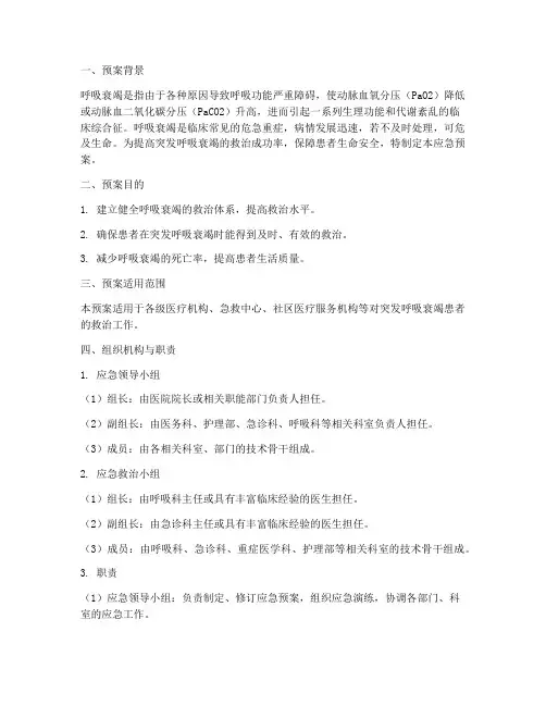 突发呼吸衰竭应急预案