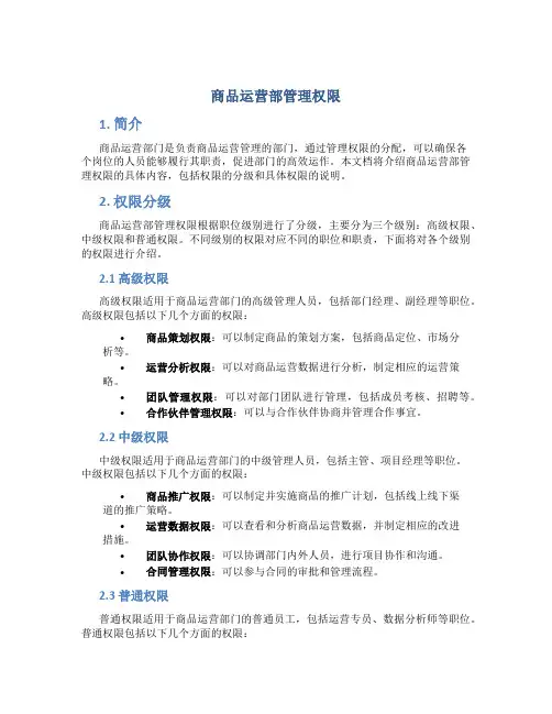 商品运营部管理权限