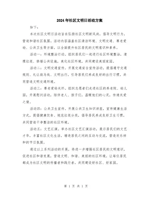 2024年社区文明日活动方案