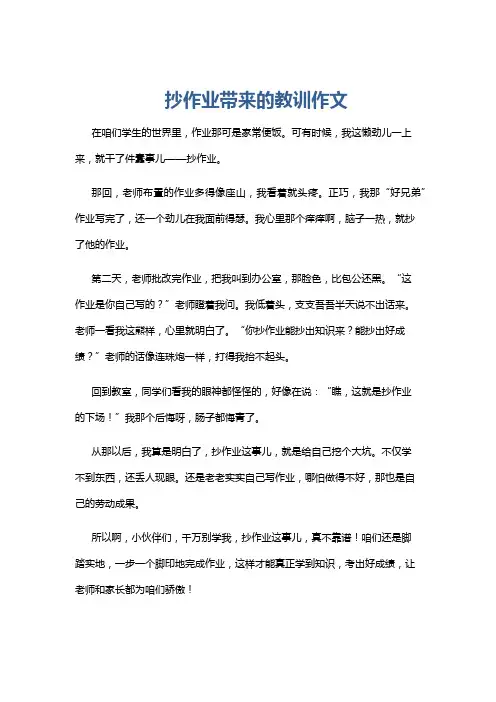 抄作业带来的教训作文