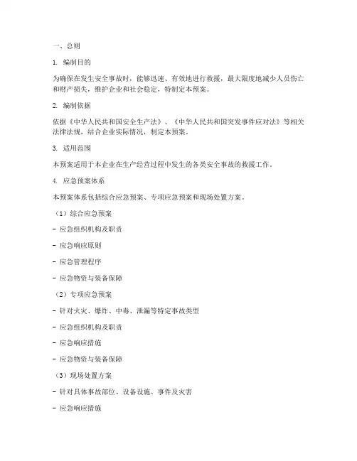 安全救援应急预案范文模板