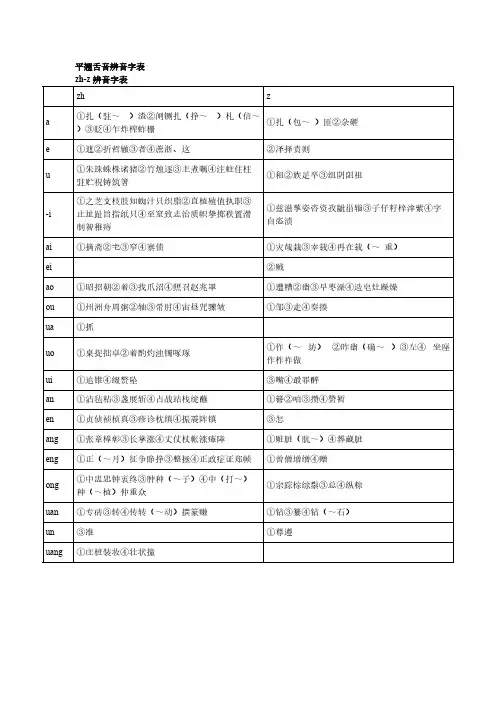 【免费下载】平翘舌音辨音字表