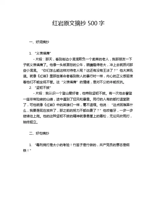 红岩原文摘抄500字